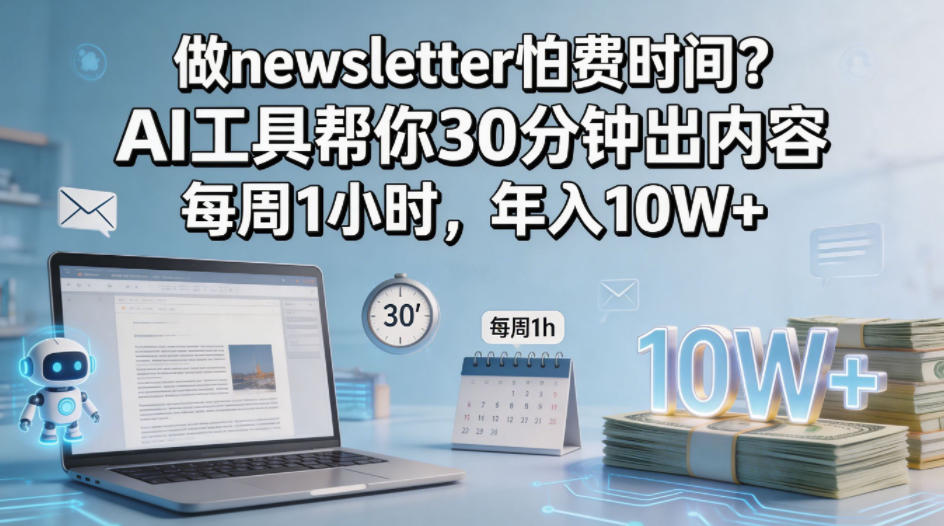 做newsletter怕费时间？AI工具帮你30分钟出内容，每周1小时，年入10W+！【原创双语字幕】-鑫梵淘