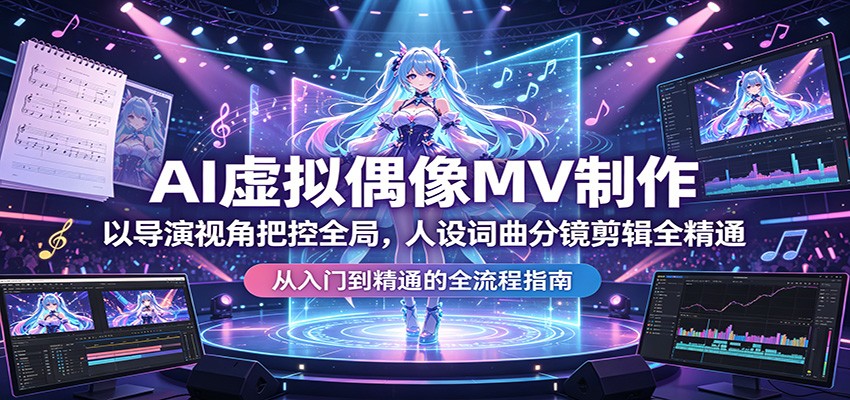 AI虚拟偶像MV制作：以导演视角把控全局，人设词曲分镜剪辑全精通-鑫梵淘