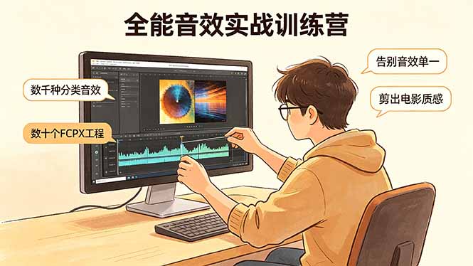 全能音效实战训练营：数千种分类音效+数十个FCPX工程，告别音效单一，剪出电影质感-鑫梵淘