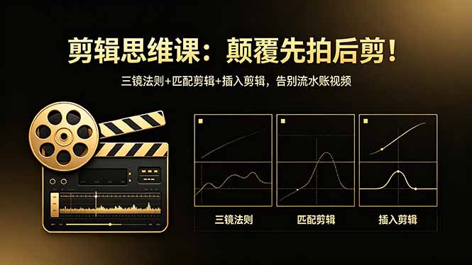 剪辑思维课：颠覆先拍后剪！三镜法则+匹配剪辑+插入剪辑，告别流水账视频-鑫梵淘