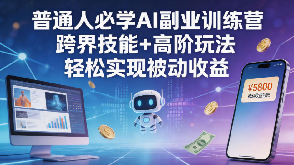 普通人必学AI副业训练营跨界技能+高阶玩法轻松实现被动收益-鑫梵淘