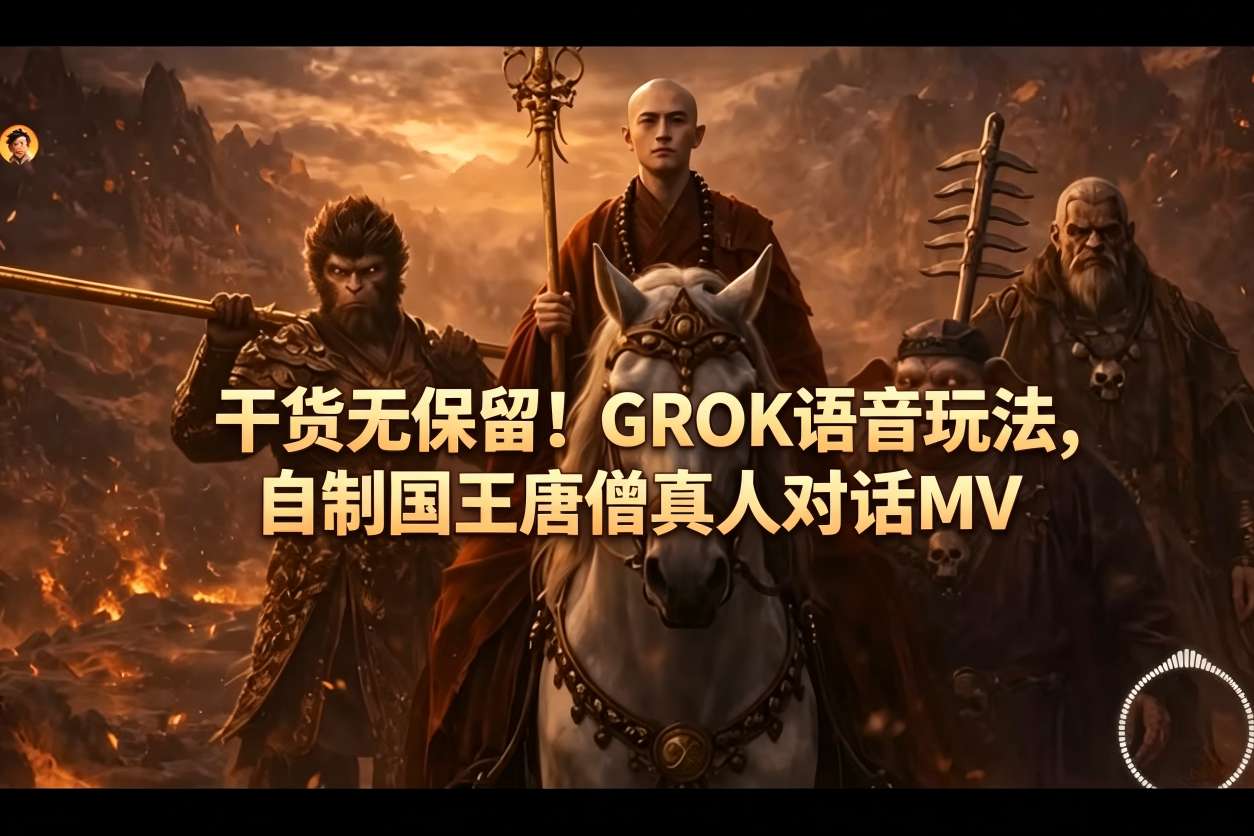 干货无保留！GROK语音玩法，自制国王唐僧真人对话MV-鑫梵淘