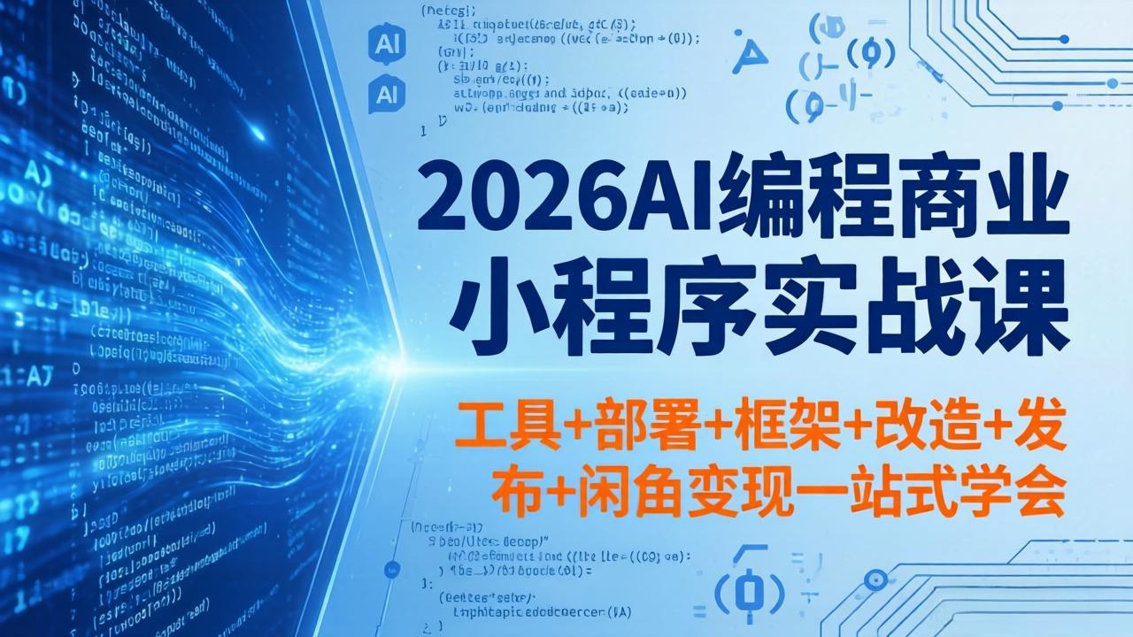 2026AI编程商业小程序实战课，工具+部署+框架+改造+发布+闲鱼变现一站式学会-鑫梵淘