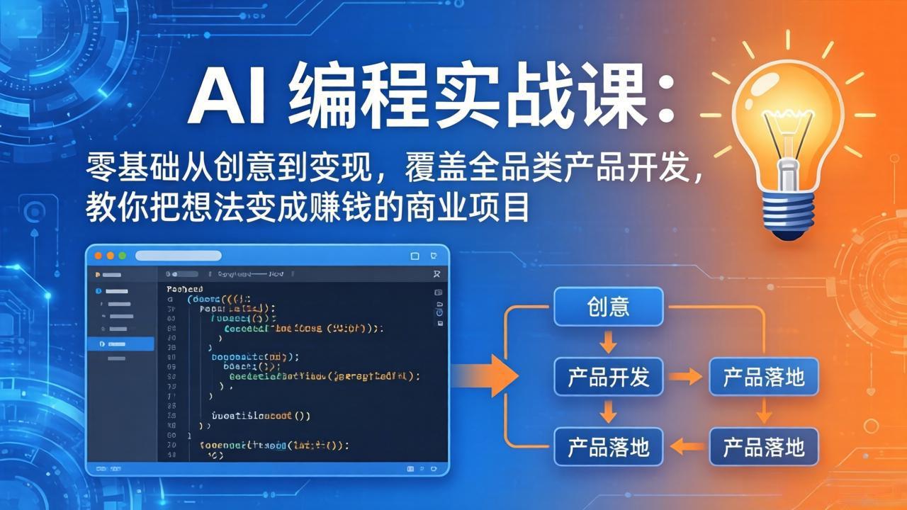 AI编程实战课-第三期-5月3更新：零基础从创意到变现，覆盖全品类产品开发，把想法变成赚钱项目-鑫梵淘