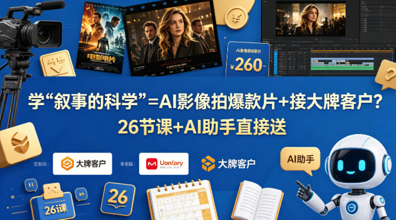 学《叙事的科学》=AI影像拍爆款片+接大牌客户？26节课+AI助手直接送【原创双语字幕】-鑫梵淘