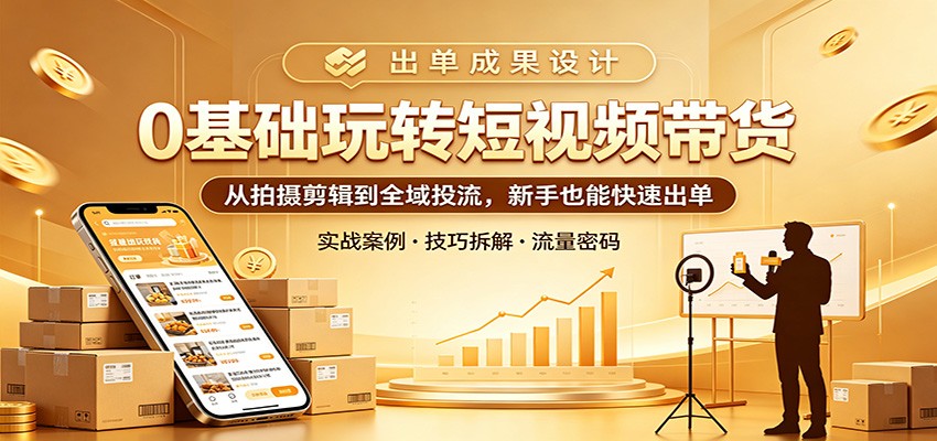 0基础玩转短视频带货：从拍摄剪辑到全域投流，新手也能快速出单-鑫梵淘