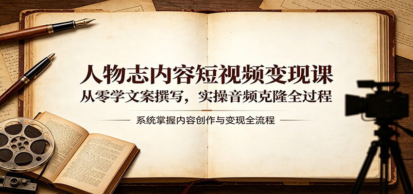 人物志内容短视频变现课：从零学文案撰写，实操音频克隆全过程-鑫梵淘