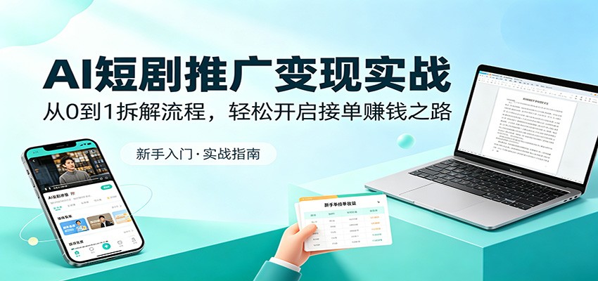 AI短剧推广变现实战:从0到1拆解流程,轻松开启接单赚钱之路-鑫梵淘