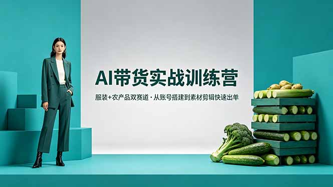 AI带货实战训练营，服装+农产品双赛道，从账号搭建到素材剪辑快速出单-鑫梵淘
