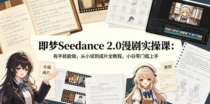 即梦Seedance 2.0漫剧实操课：有手就能做，从小说到成片全教程，小白零门槛上手-鑫梵淘