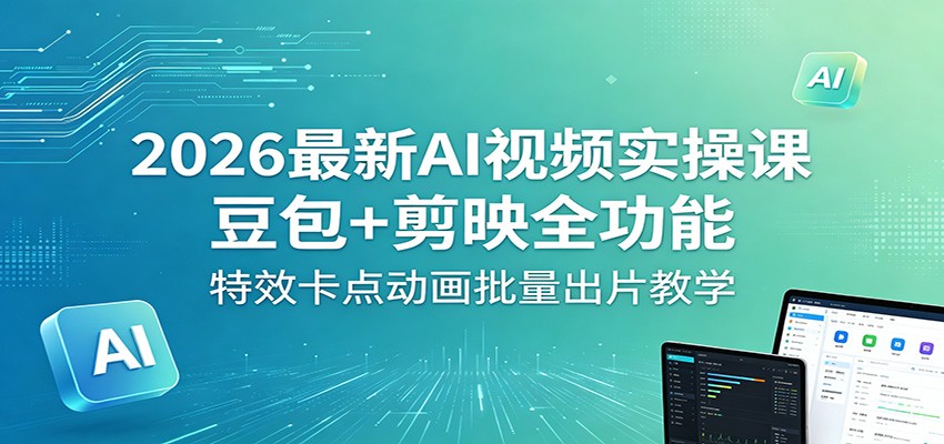 2026最新AI视频实操课：豆包+剪映全功能，特效卡点动画批量出片教学-鑫梵淘