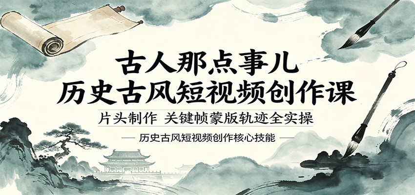 古人那点事儿历史古风短视频创作课，片头制作，关键帧蒙版轨迹全实操-鑫梵淘