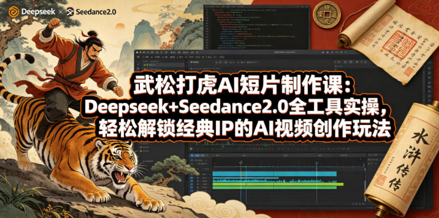 武松打虎AI短片制作课：Deepseek+Seedance2.0全工具实操，轻松解锁经典IP的AI视频创作玩法-鑫梵淘
