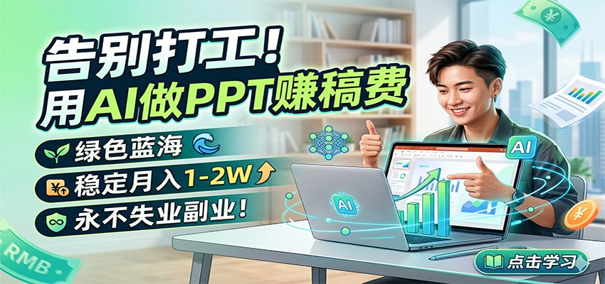 告别打工!用AI做PPT赚稿费,绿色蓝海,稳定月入1-2W,永不失业副业!-鑫梵淘