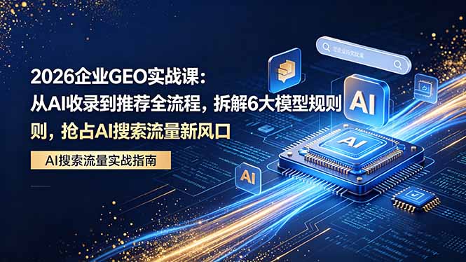 2026 企业GEO实战课：从AI收录到推荐全流程，拆解6大模型规则，抢占 AI 搜索流量新风口-鑫梵淘