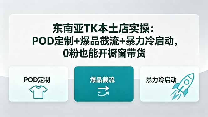 东南亚TK本土店实操：POD定制+爆品截流+暴力冷启动，0粉也能开橱窗带货-鑫梵淘
