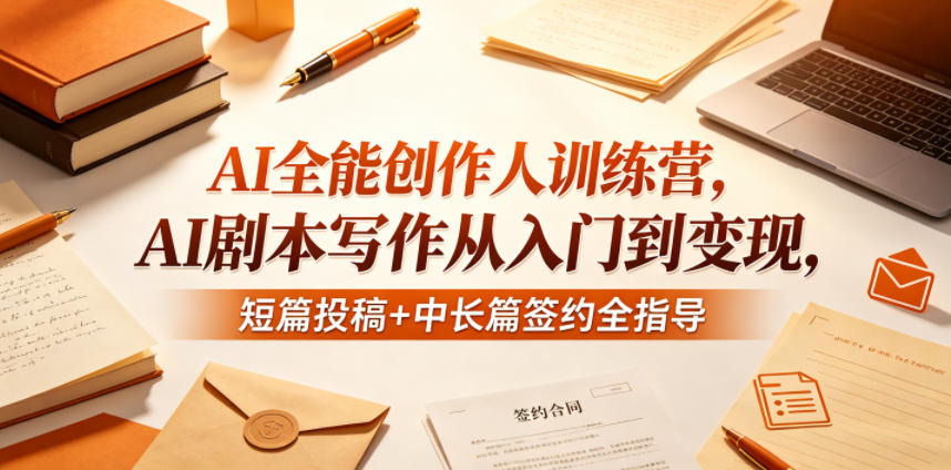 AI全能创作人训练营，AI剧本写作从入门到变现，短篇投稿+中长篇签约全指导-鑫梵淘