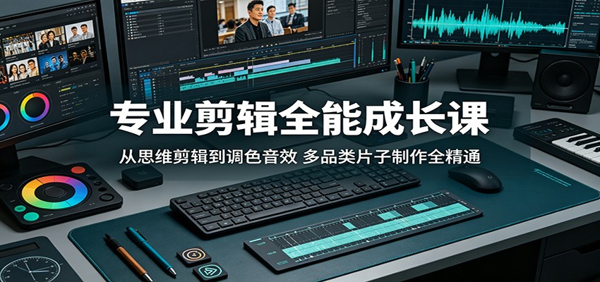 专业剪辑全能成长课：从思维剪辑到调色音效，多品类片子制作全精通-鑫梵淘