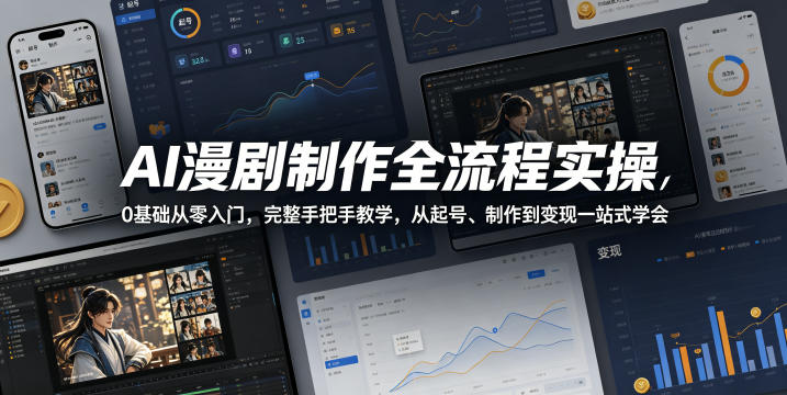 AI漫剧制作全流程实操，0基础从零入门，完整手把手教学，从起号、制作到变现一站式学会-鑫梵淘