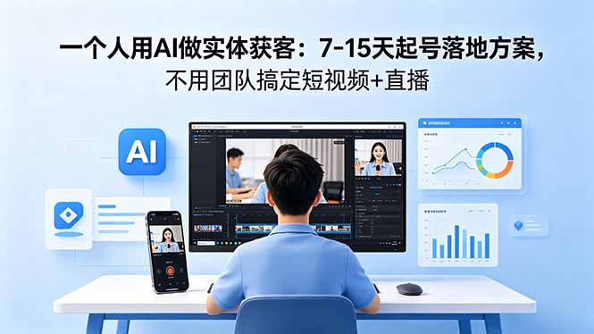 一个人用AI做实体获客：7-15天起号落地方案，不用团队搞定短视频+直播-鑫梵淘