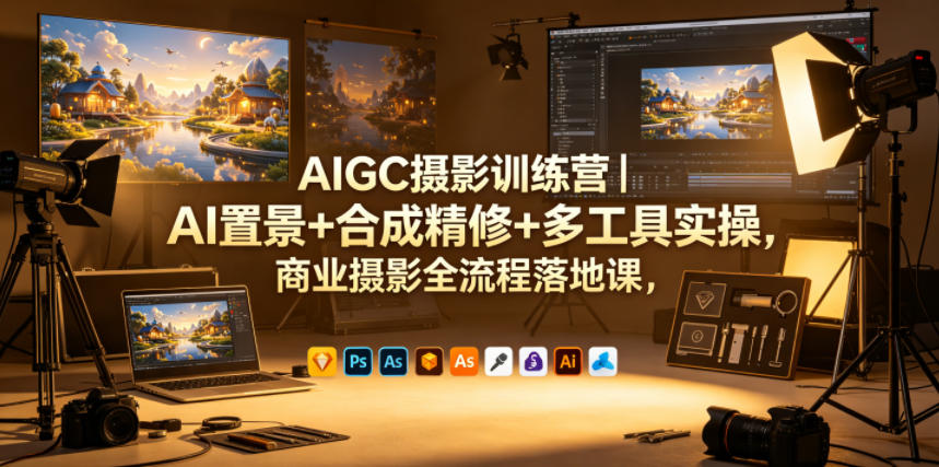 AIGC摄影训练营｜AI置景+合成精修+多工具实操，商业摄影全流程落地课-鑫梵淘
