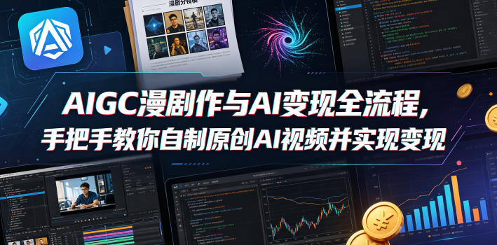 AIGC漫剧创作与AI变现全流程，手把手教你自制原创AI视频并实现变现-鑫梵淘