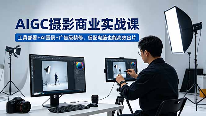 AIGC 摄影商业实战课，工具部署+AI置景+广告级精修，低配电脑也能高效出片-鑫梵淘