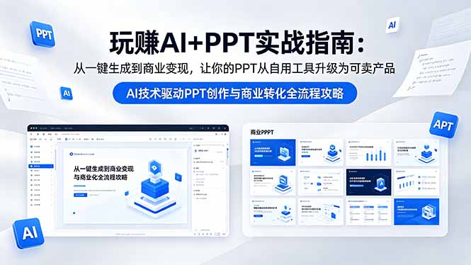 玩赚AI+PPT实战指南-更新5月13：从一键生成到商业变现，让你的PPT从自用工具升级为可卖产品-鑫梵淘