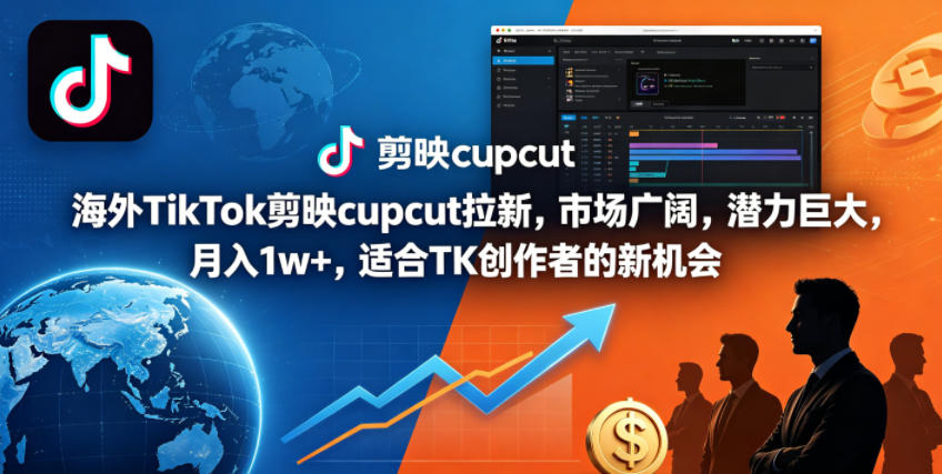海外TikTok剪映cupcut拉新，市场广阔，潜力巨大，月入1w+，适合TK创作者的新机会-鑫梵淘