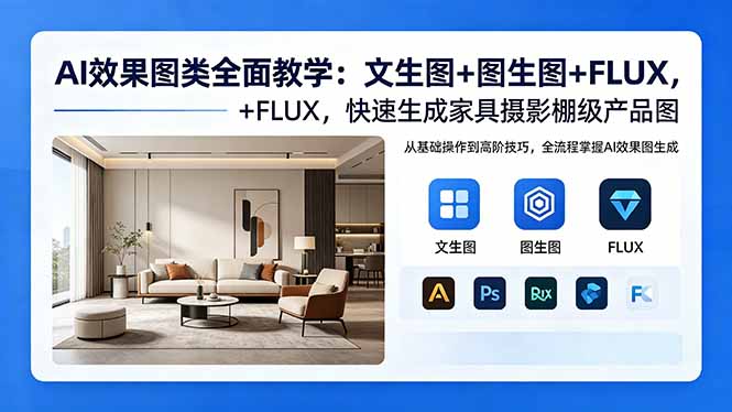 AI效果图类全面教学：文生图+图生图+FLUX，快速生成家具摄影棚级产品图-鑫梵淘