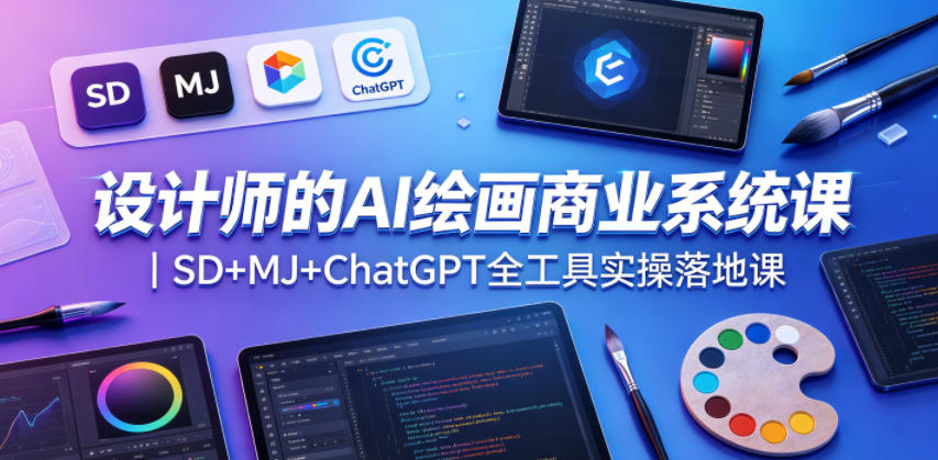 设计师的AI绘画商业系统课｜SD+MJ+ChatGPT全工具实操落地课-鑫梵淘