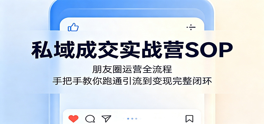 私域成交实战营SOP：朋友圈运营全流程，手把手教你跑通引流到变现完整闭环-鑫梵淘