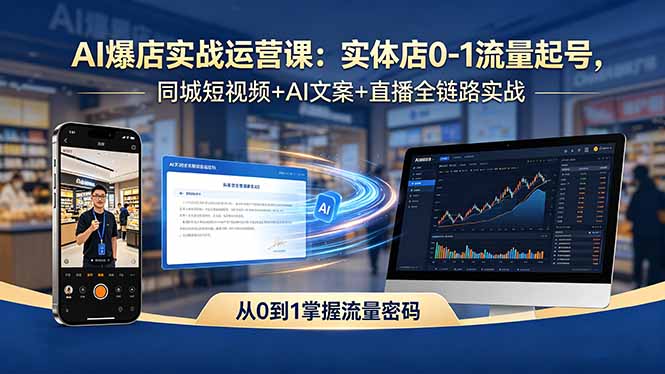 AI爆店实战运营课：实体店0-1流量起号，同城短视频+AI文案+直播全链路实战-鑫梵淘