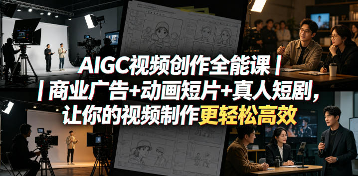 AIGC视频创作全能课｜商业广告+动画短片+真人短剧，让你的视频制作更轻松高效-鑫梵淘
