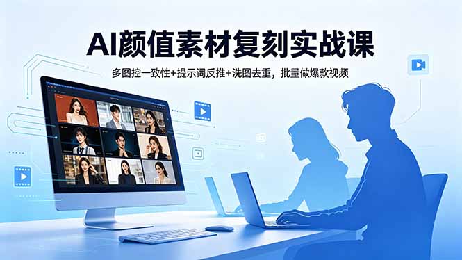 AI颜值素材复刻实战课，多图控一致性+提示词反推+洗图去重，批量做爆款视频-鑫梵淘