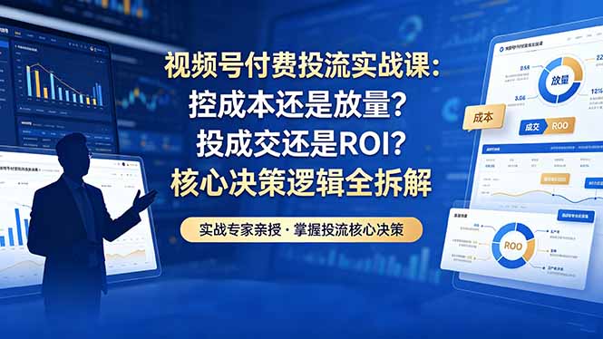 视频号付费投流实战课-5月：控成本还是放量？投成交还是ROI？核心决策逻辑全拆解-鑫梵淘