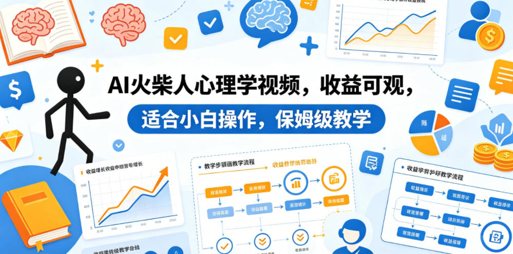 AI火柴人心理学视频，收益可观，适合小白操作，保姆级教学-鑫梵淘
