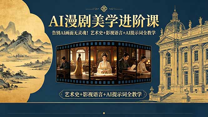 告别AI画面无灵魂！AI漫剧美学进阶课，艺术史+影视语言+AI提示词全教学-鑫梵淘