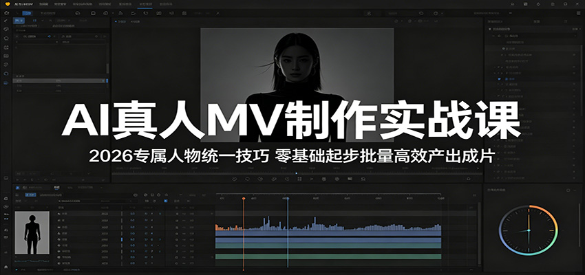 AI真人MV制作实战课：2026专属人物统一技巧，零基础起步批量高效产出成片-鑫梵淘