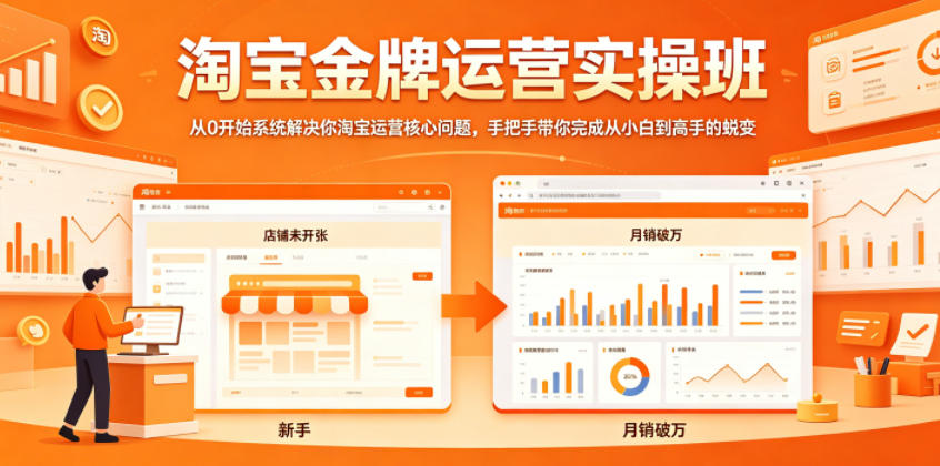 淘宝金牌运营实操班，从0开始系统解决你淘宝运营核心问题，手把手带你完成从小白到高手的蜕变-鑫梵淘