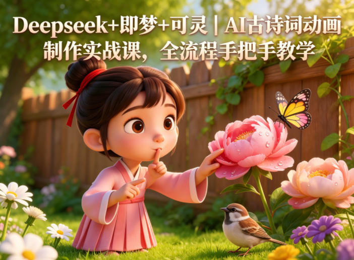 Deepseek+即梦+可灵｜AI古诗词动画制作实战课，全流程手把手教学-鑫梵淘
