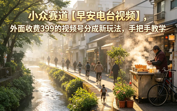 小众赛道【早安电台视频】，外面收费399的视频号分成新玩法，手把手教学-鑫梵淘