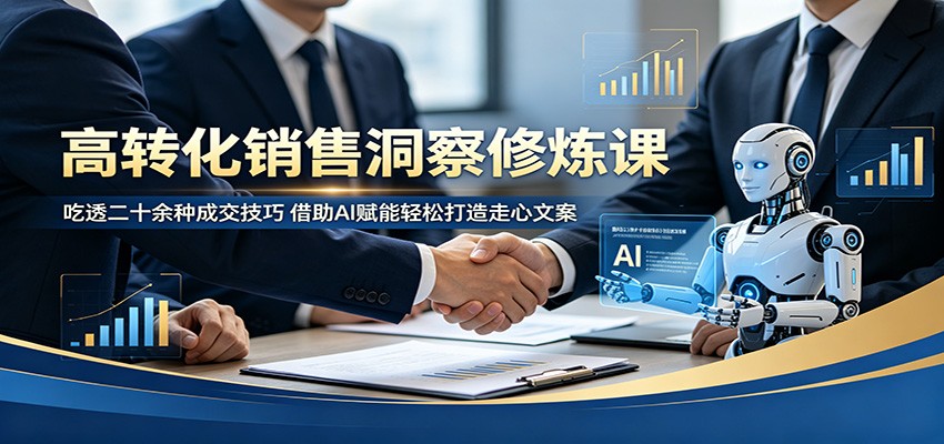 高转化销售洞察修炼课：吃透二十余种成交技巧，借助AI赋能轻松打造走心文案-鑫梵淘