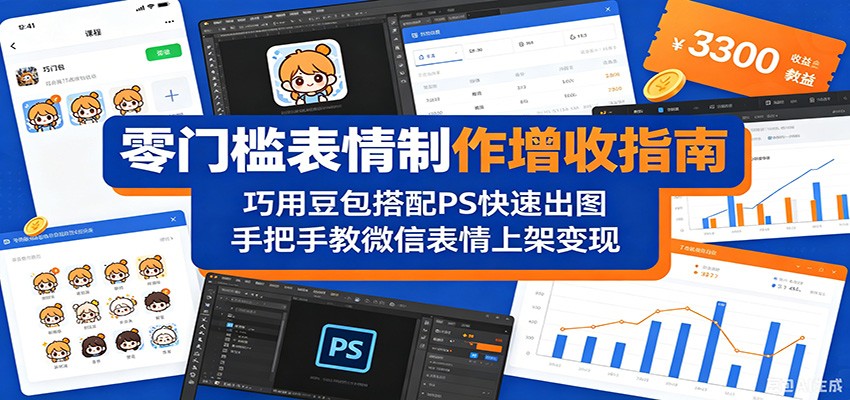 零门槛表情制作增收指南：巧用豆包搭配 PS 快速出图，手把手教微信表情上架变现-鑫梵淘