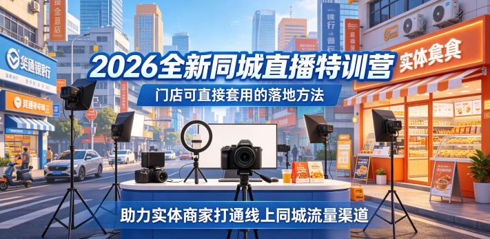 2026全新同城直播特训营，门店可直接套用的落地方法，助力实体商家打通线上同城流量渠道-鑫梵淘
