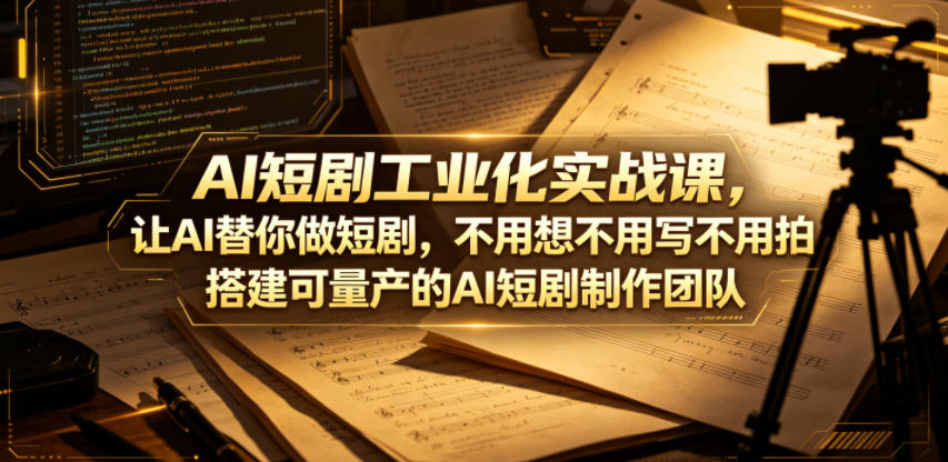 AI短剧工业化实战课，让AI替你做短剧，不用想不用写不用拍，搭建可量产的AI短剧制作团队-鑫梵淘