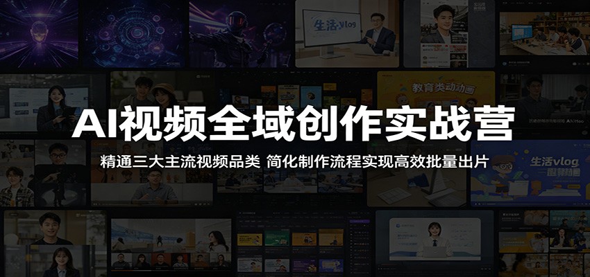 AI视频全域创作实战营：精通三大主流视频品类，简化制作流程实现高效批量出片-鑫梵淘