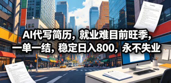 AI代写简历，就业难目前旺季，一单一结，稳定日入800，永不失业-鑫梵淘