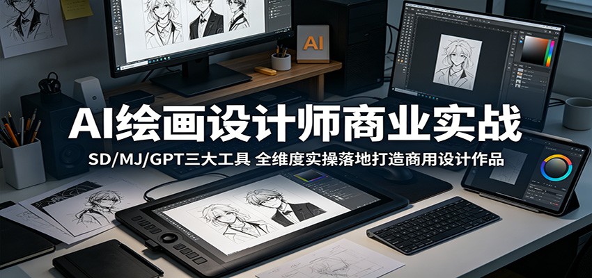 AI绘画设计师商业实战：SD/MJ/GPT三大工具，全维度实操落地打造商用设计作品-鑫梵淘