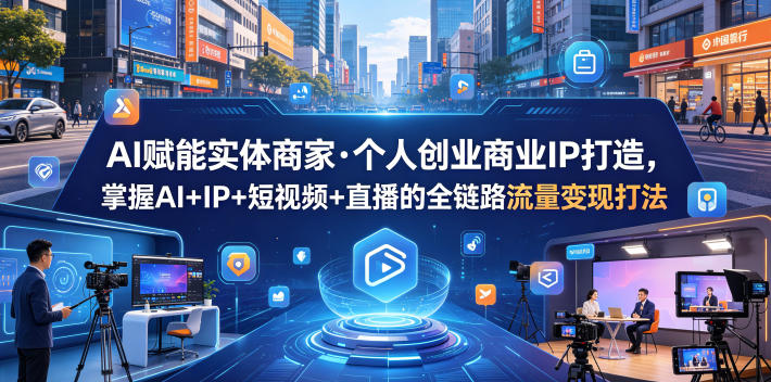 AI赋能实体商家·个人创业商业IP打造，掌握AI+IP+短视频+直播的全链路流量变现打法-鑫梵淘